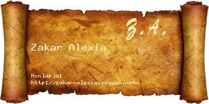 Zakar Alexia névjegykártya